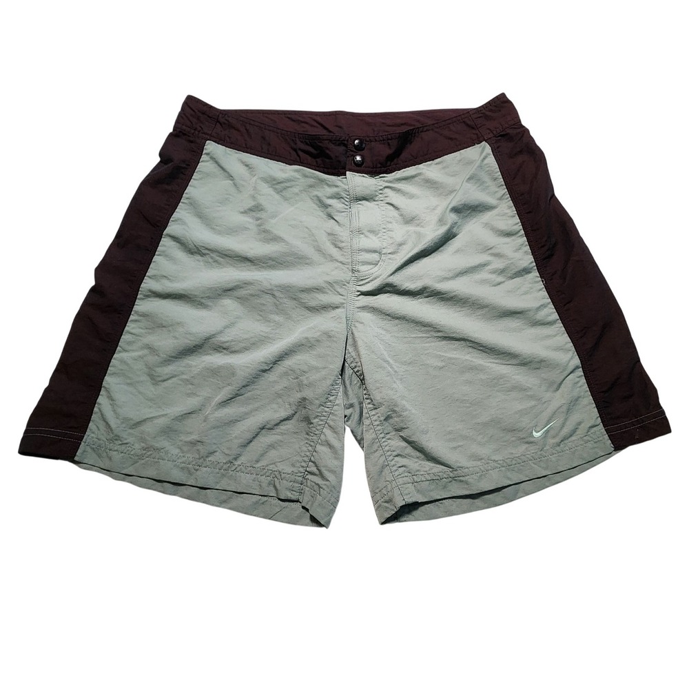 Nike Swim Trunks Shorts Mens 36 Two Tone Brown‎ Green Athletic Casual